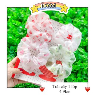 Buộc tóc SCRUNCHIES trái cây vải voal phồng cực đẹp