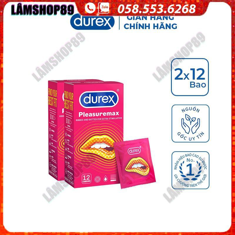 Bộ 2 hộp bao cao su Durex Pleasuremax (12 bao/hộp)