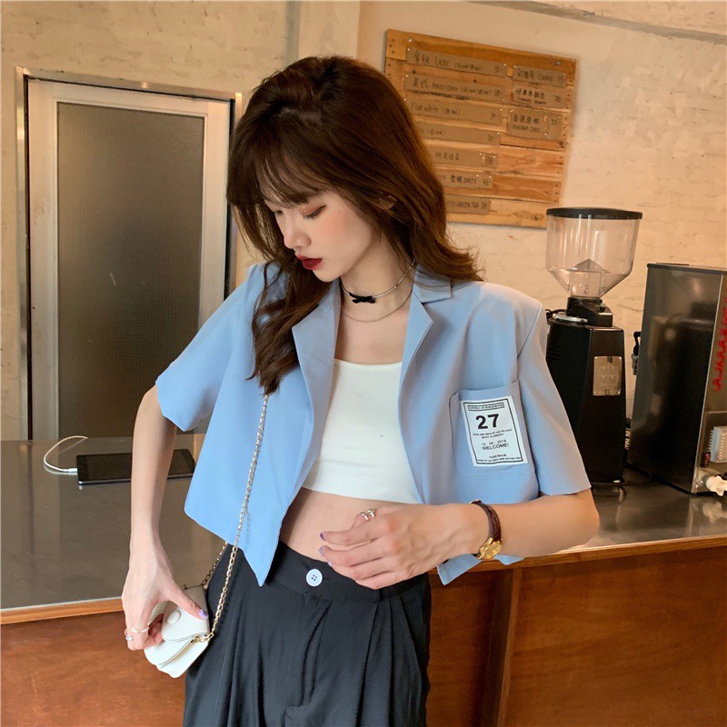 Zuoan Áo khoác blazer tay ngắn kiểu dáng thời trang mùa hè phong cách Hàn Quốc cho nữ | WebRaoVat - webraovat.net.vn
