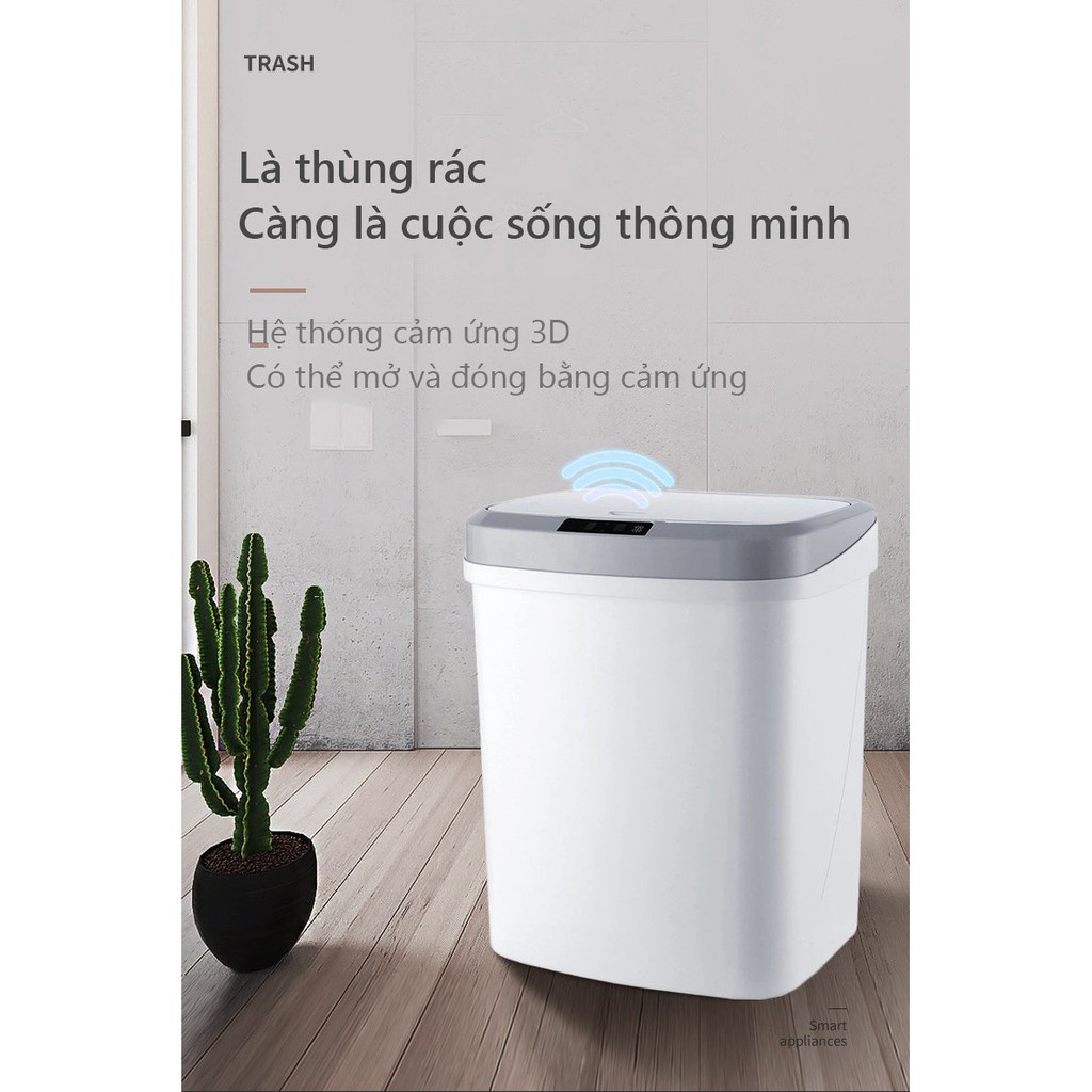 [MỞ TỰ ĐỘNG] Thùng Rác Cảm Ứng Thông Minh Có Nắp Đóng Mở Tự Động Thùng Rác Cao Cấp 16L bảo hành 12 tháng 1 đổi 1 15 ngày