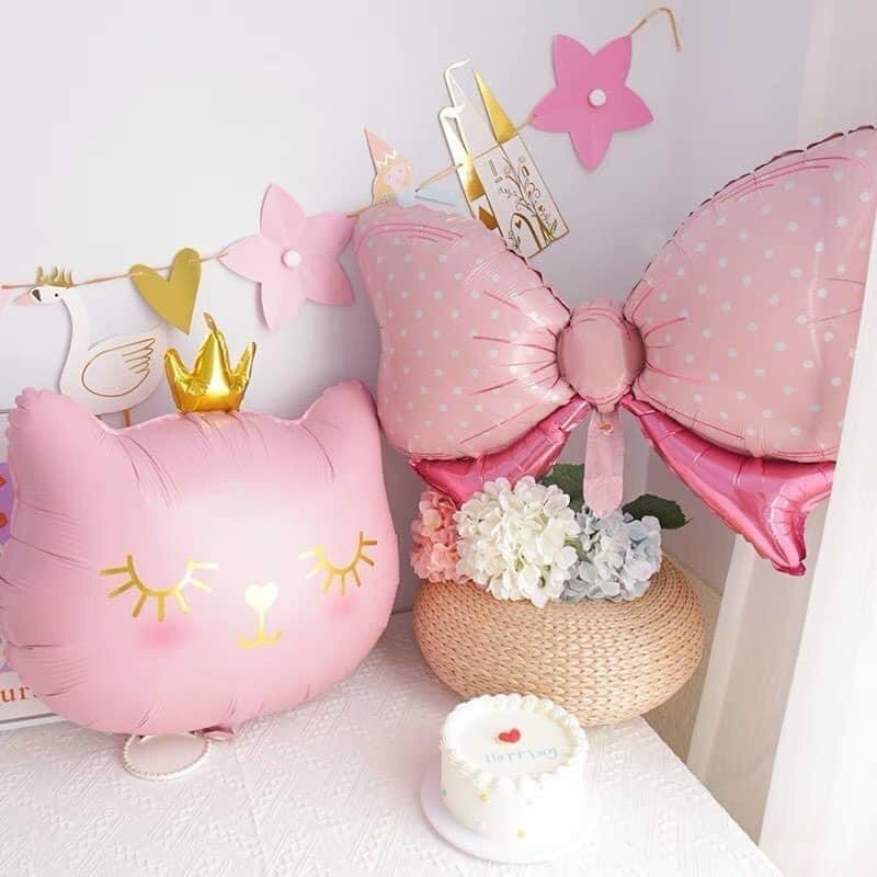 Bóng hình con mèo hồng, con mèo đen dễ thương trang trí sinh nhật hàn quốc