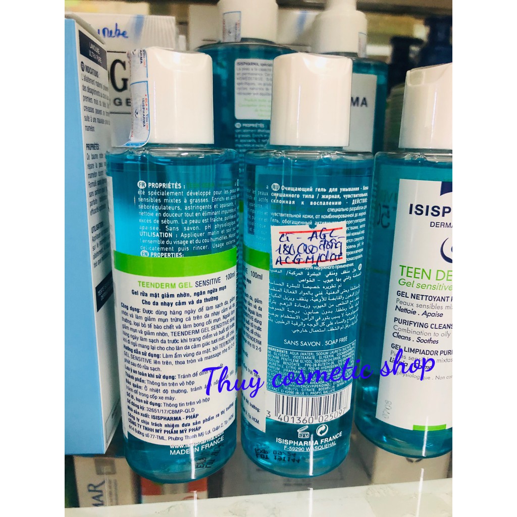 Gel rửa mặt da nhạy cảm giảm nhờn-ngừa mụn ISIS Pharma Teen Derm Gel Sensitive 100ml