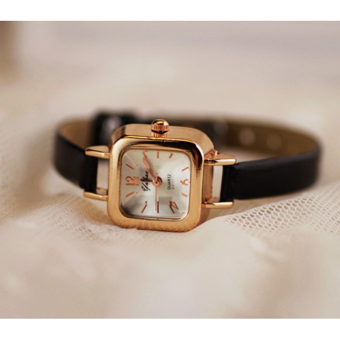 Đồng hồ máy thạch anh LWCC 213 dây da mặt số nhỏ phong cách đơn giản cho nữ