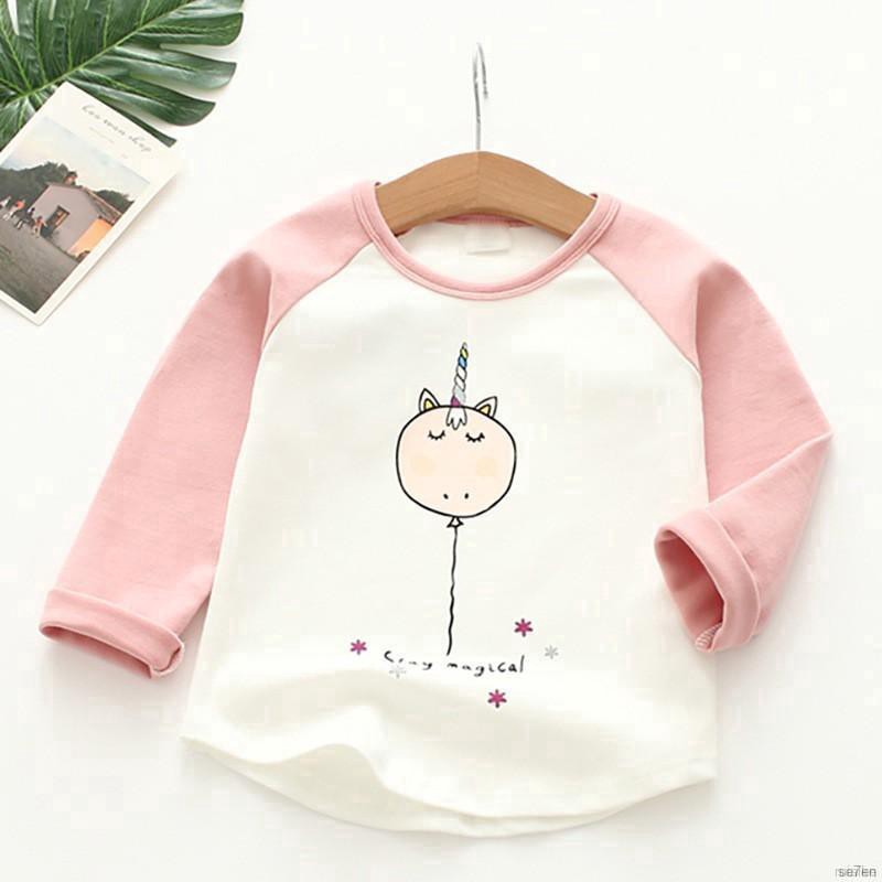 ruiaike  Baby Girl Boy Long Sleeve Cartoon Patchwork T-Shirts Kids Round Neck Tee Shirts Casual Blouse 2-7Y