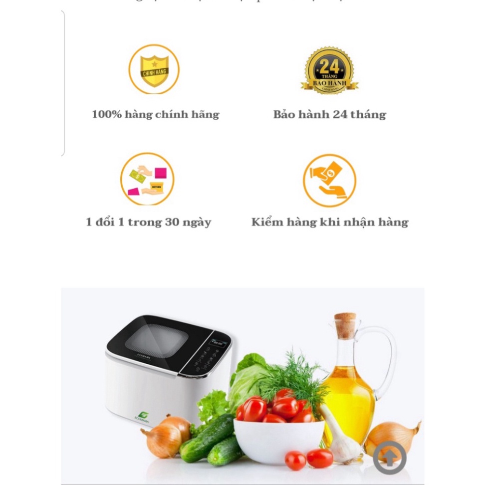 Máy khử độc thực phẩm 2 trong 1 Ecomama sử dụng ozon và sóng siêu âm công nghệ châu Âu hihashop01