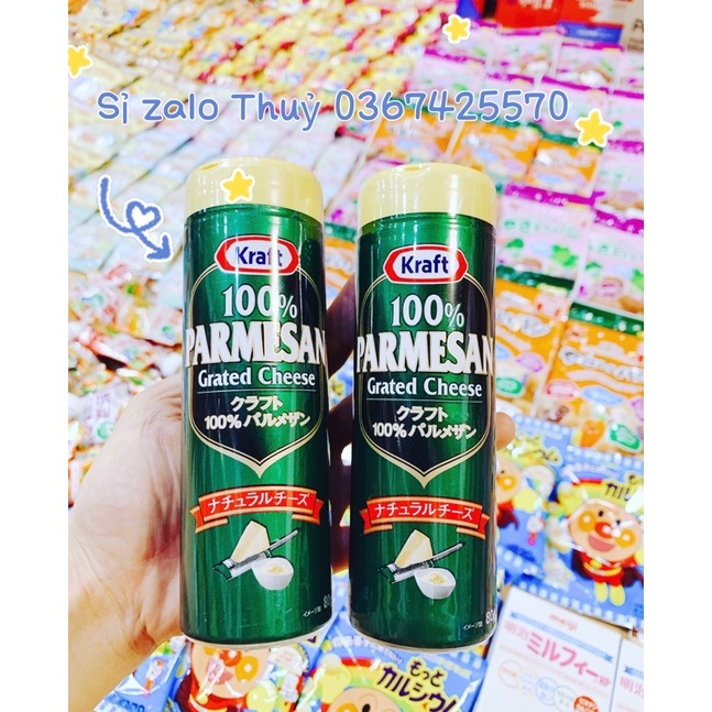 Phô mai rắc Kraft Parmesan Grated cheese Nhật Bản 80g