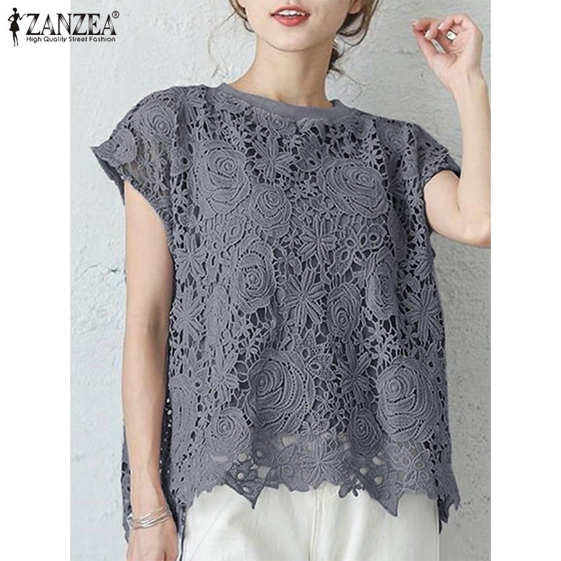 Set áo ren ZANZEA ngắn tay thời trang cho nữ