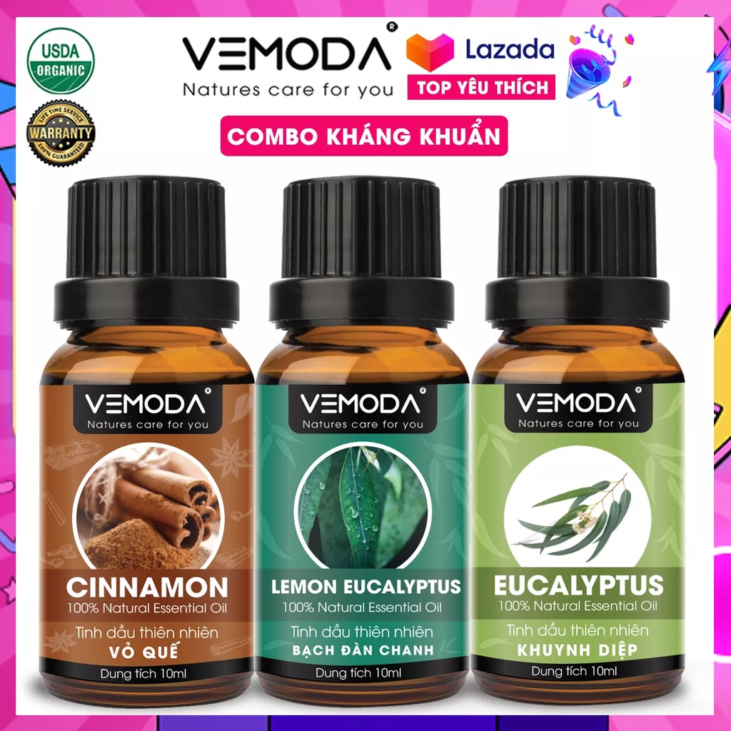 Tinh dầu kháng khuẩn. Combo tinh dầu xông phòng, khử mùi, khử khuẩn, thơm phòng an toàn trong mùa dịch, xông mũi