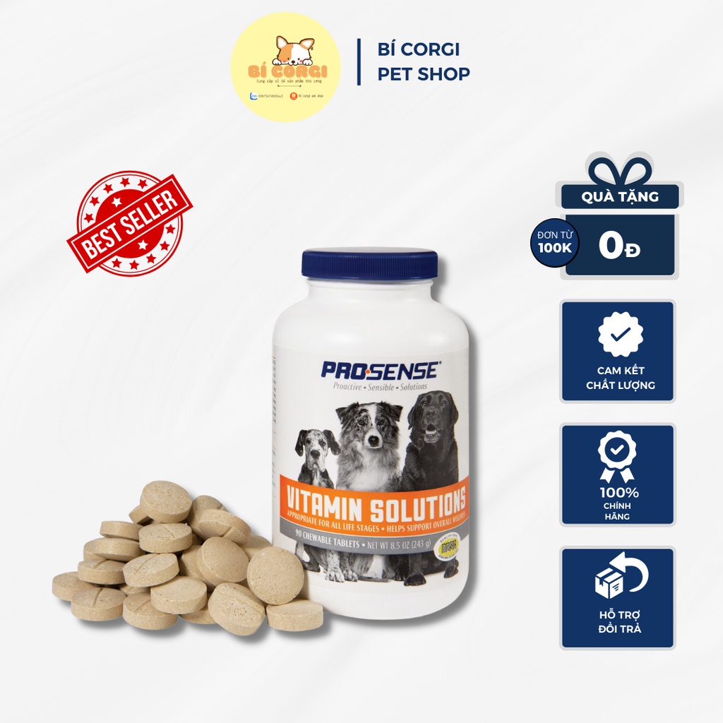Prosense Vitamin Solutions ( 90 Viên/ 1 Hộp ) - Vitamin & Khoáng Tổng Hợp Cho Chó