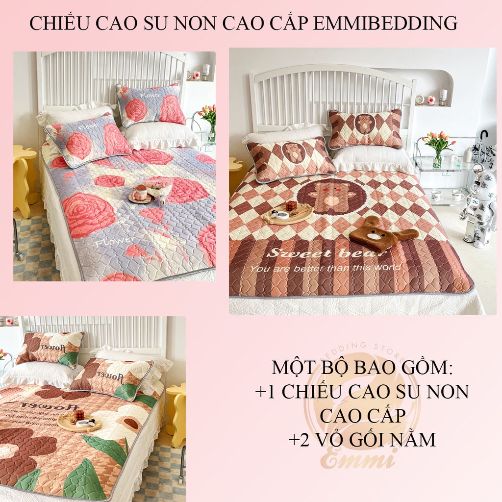 [Mã LIFEM1 giảm 50k đơn 99k] Chiếu điều hòa cao su non trần tim Emmibedding mẫu mới 2021