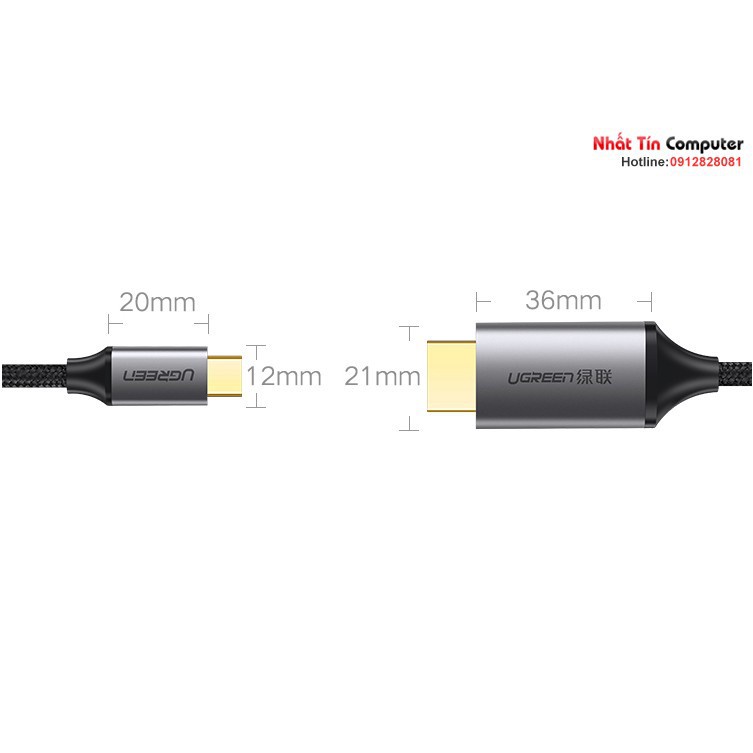 Cáp USB Type-C to HDMI hỗ trợ 4K,3D dài 1,5m chính hãng Ugreen 50570 cao cấp