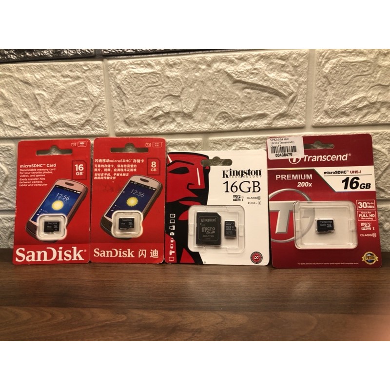 [Xả kho] Thẻ nhớ 8GB, 16GB Sandisk class 4, Micro SD 16gb Transcend Premium | BigBuy360 - bigbuy360.vn