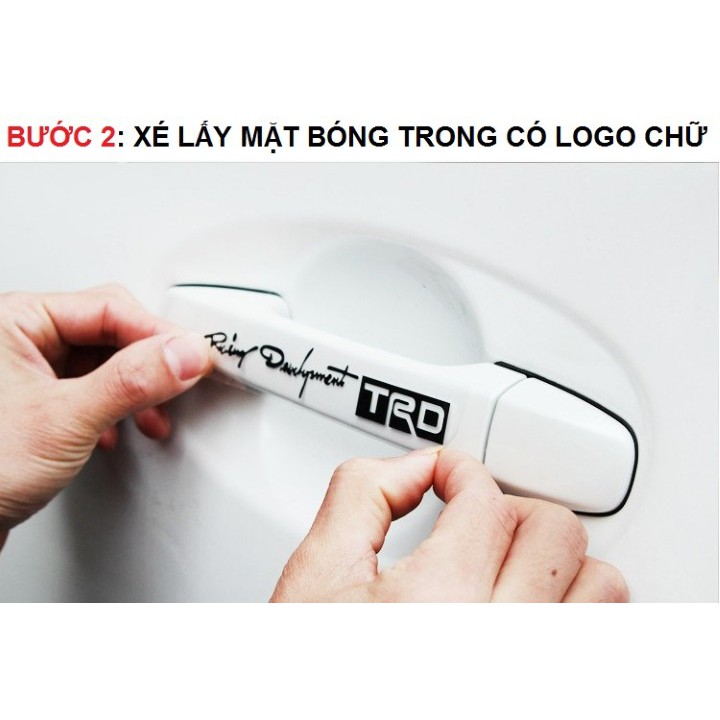 BỘ 4 CHỮ DECAL LOGO RACING DEVELOPMENT W2C DÁN TAY NẮM CỬA XE Ô TÔ