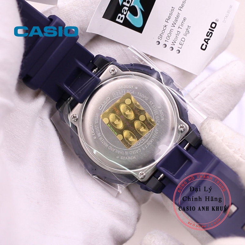 Đồng hồ Casio nữ Baby-G BGA-150PG-2B1DR dây nhựa xanh