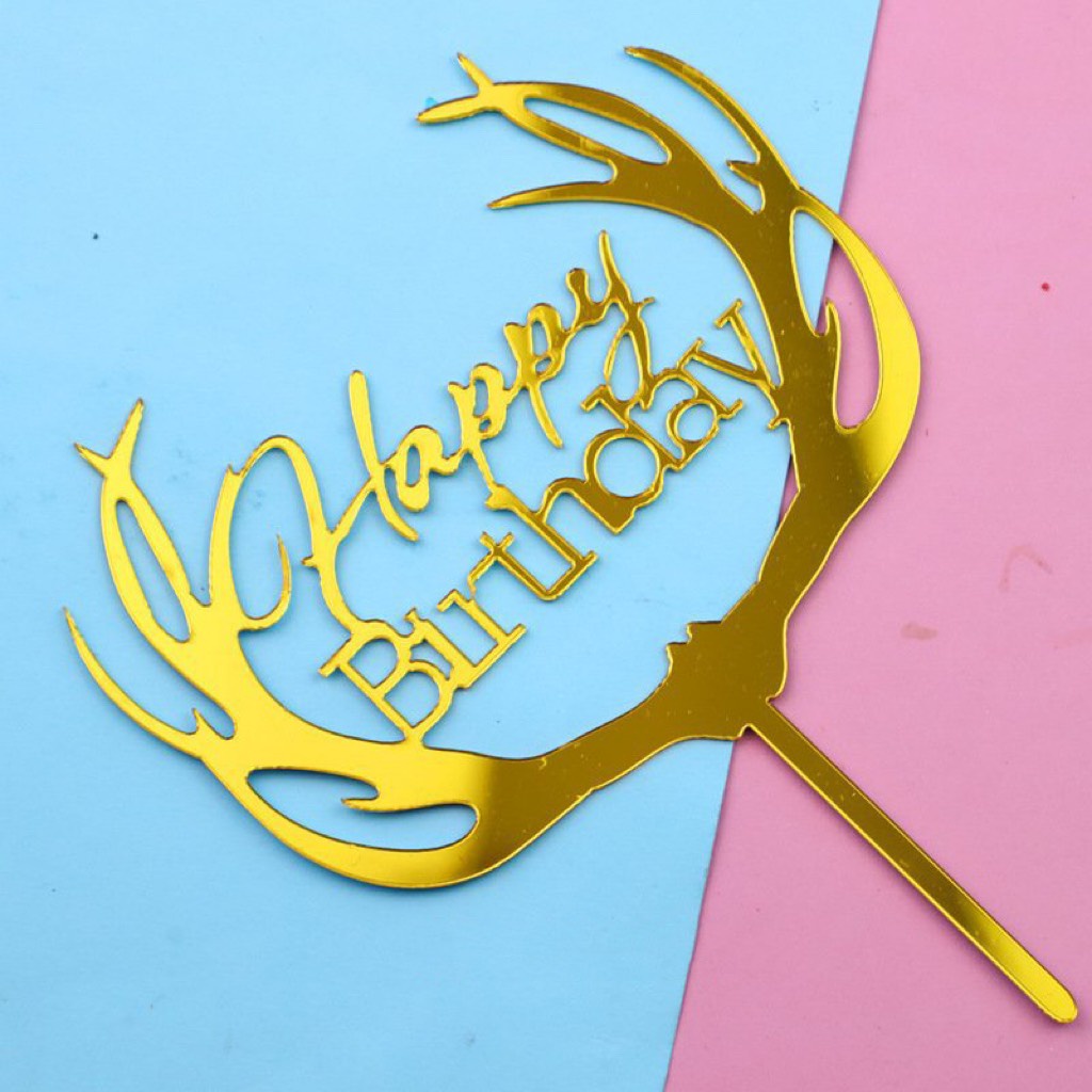 [SIÊU RẺ❤️] – Combo 10 Thẻ meka Happy Birthday Sừng  - Trang trí bánh sinh nhật bánh kem