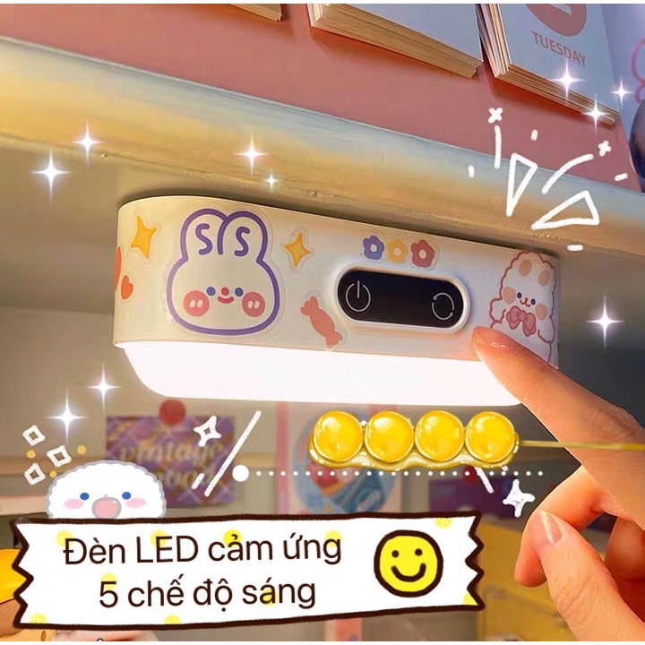Đèn học LED Cảm Ứng Dán Nam Châm 5 chế độ đèn chống cận - Kèm bộ hình dán trang trí dễ thương