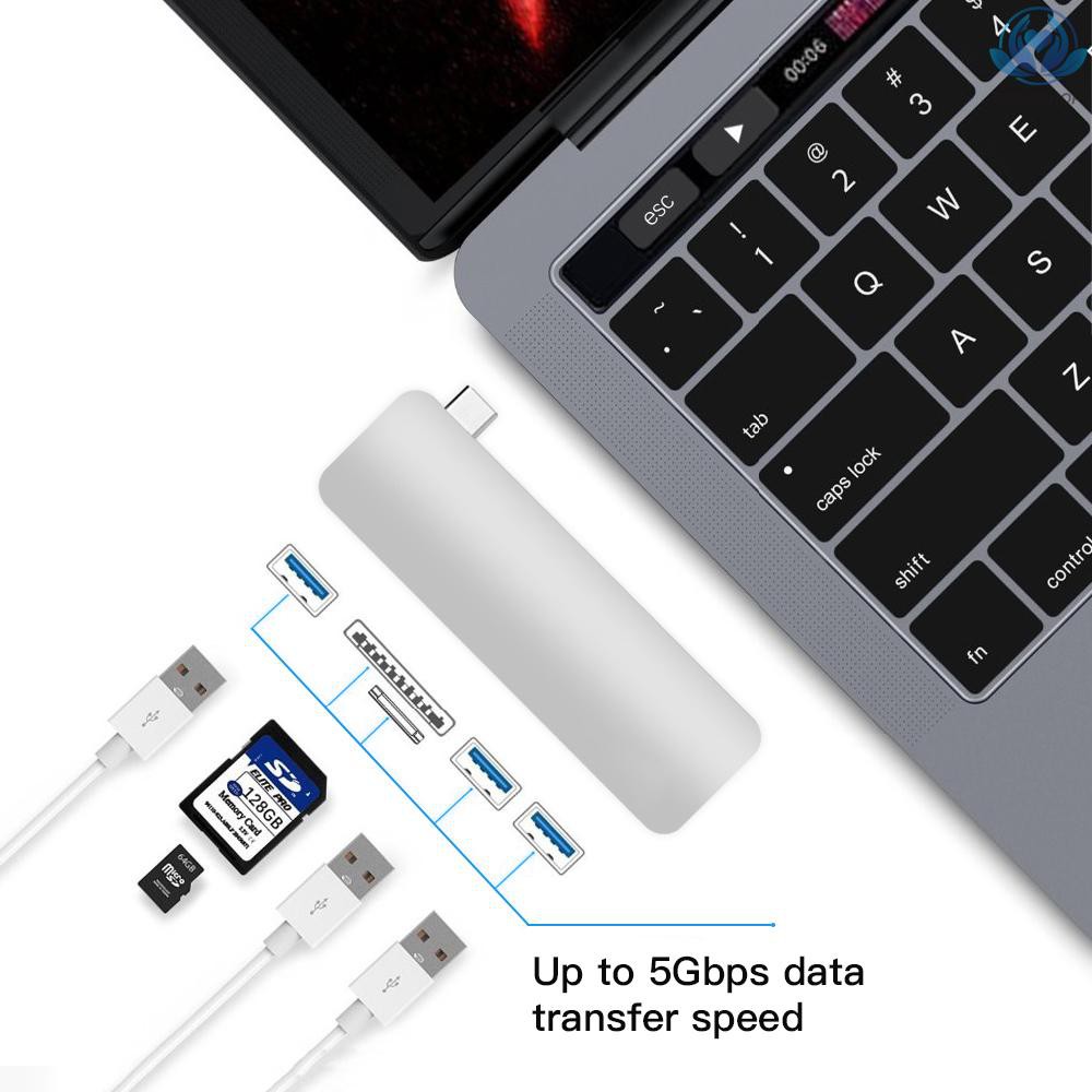 Đầu Đọc Thẻ Nhớ 5 Trong 1 Usb-c Hub Sang Usb 3.0 Type-c