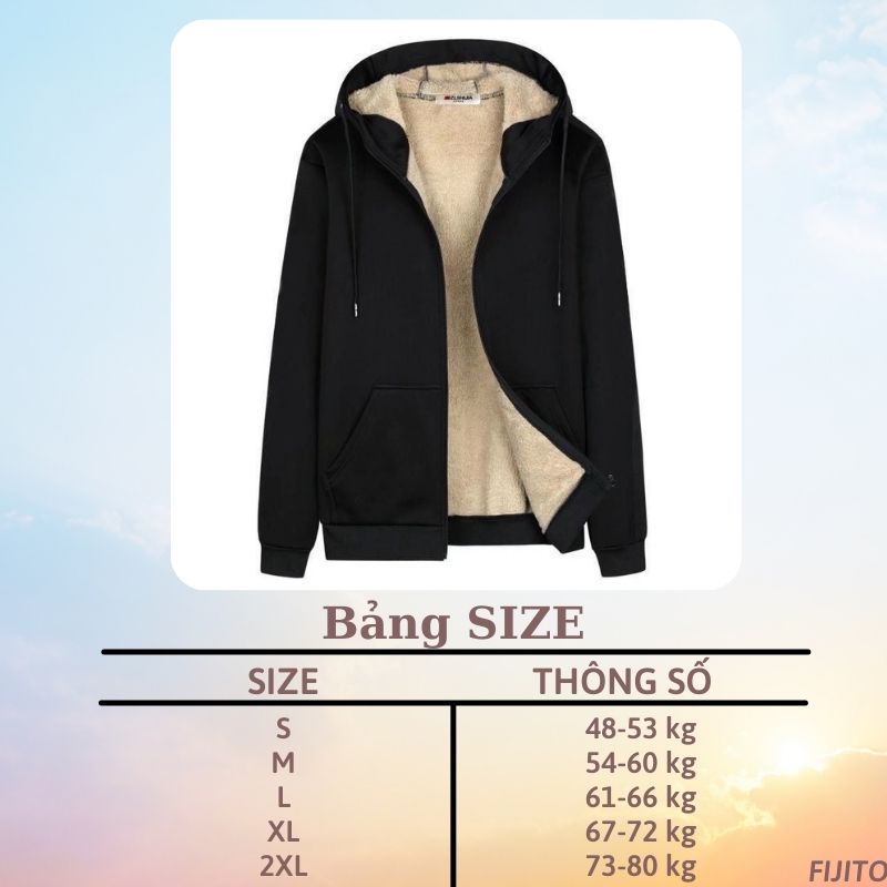 Áo nỉ hoodie nam màu đen lót lông có mũ tay dài cao cấp hàng Quảng Châu FIJITO TQ21441 | BigBuy360 - bigbuy360.vn