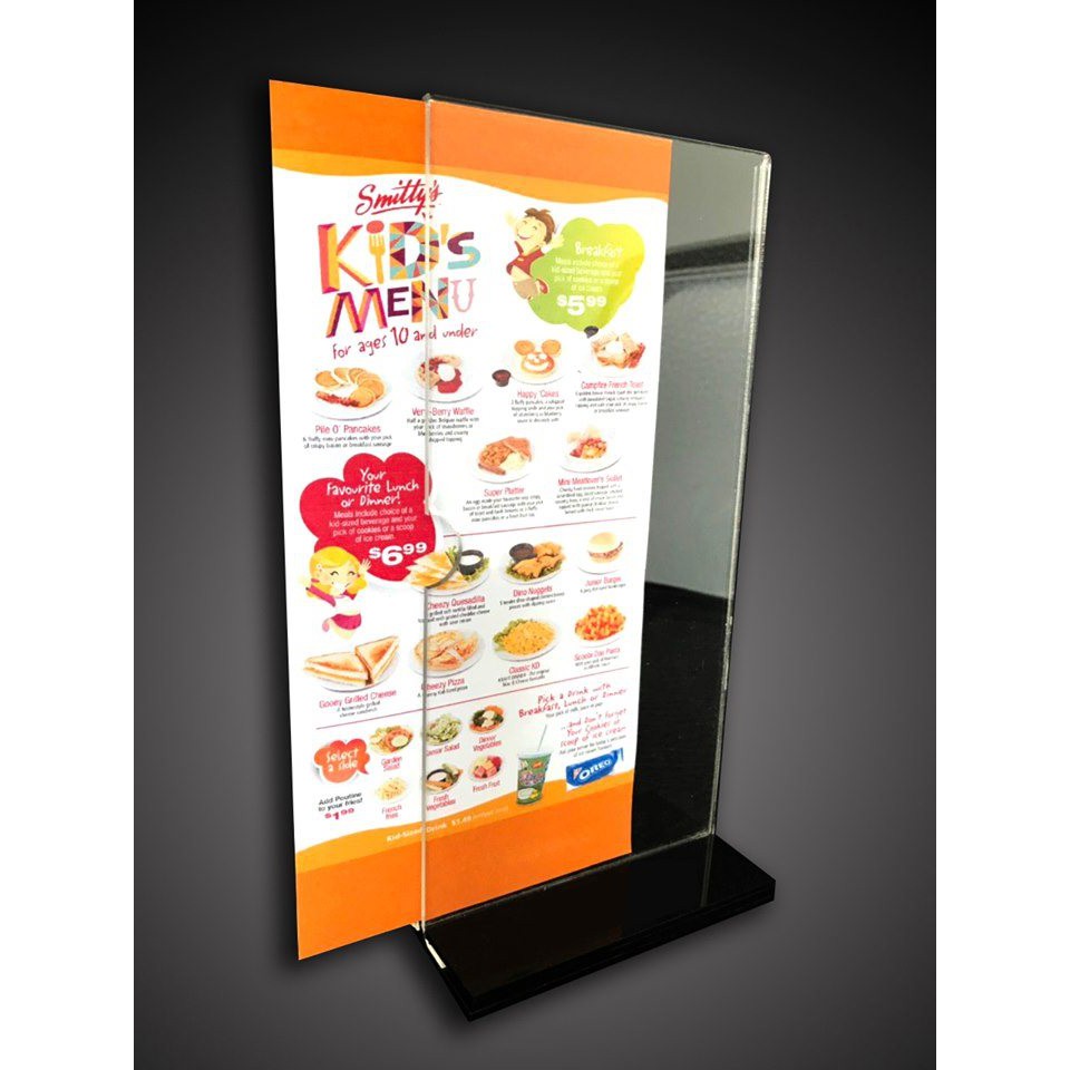 Bộ 5 Kệ menu mica A6 chữ T để bàn đế nhiều màu, Thực đơn để bàn khổ A6 (10,5*14,8cm)