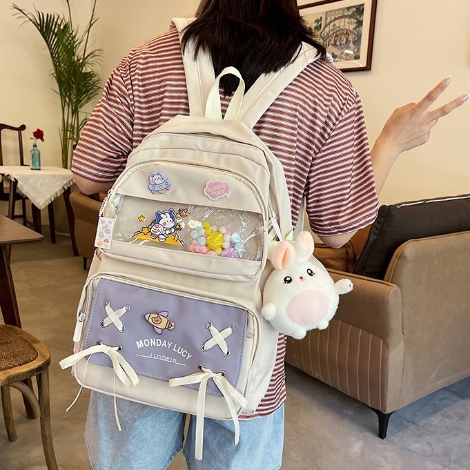 Balo nữ đi học dễ thương thời trang giá rẻ ZIMO cặp sách đi học nữ nhiều ngăn đựng laptop cao cấp