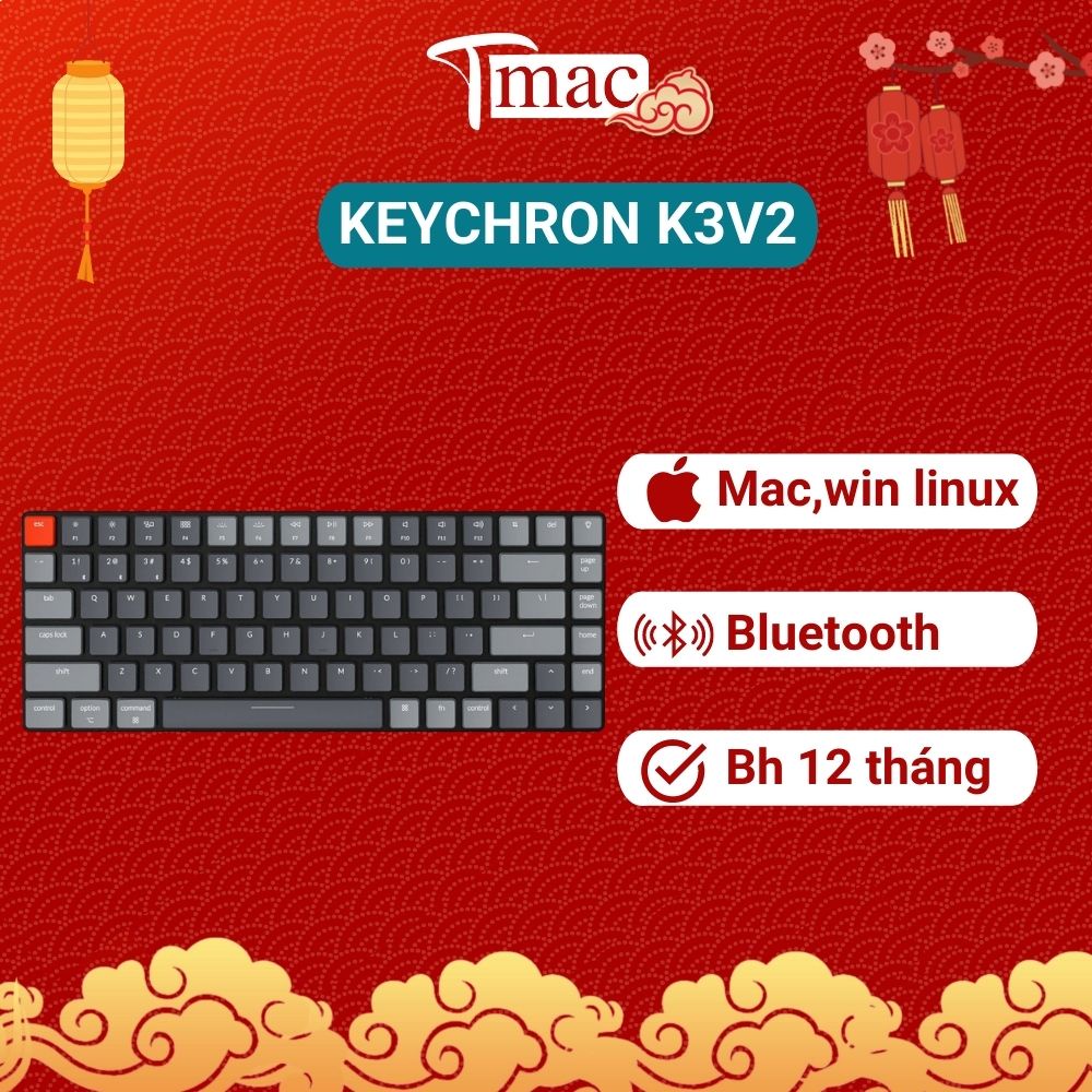 Bàn phím cơ Keychron K3 V2 (Hàng chính hãng)