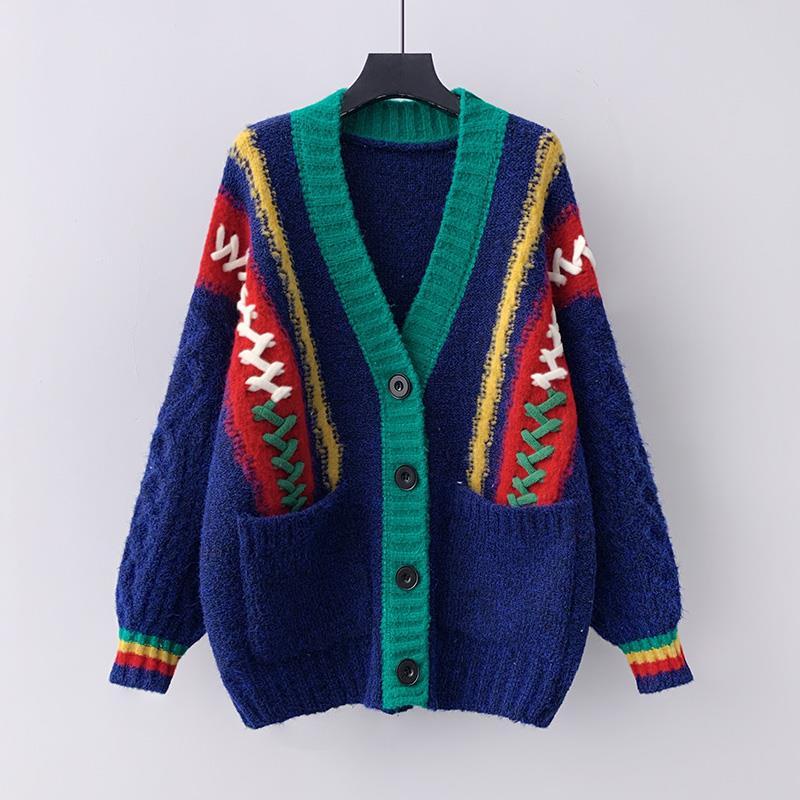 Áo Len Cardigan Màu Trơn Áo Len Nữ Dày Dặn Rộng Rãi Mặc Ngoài
