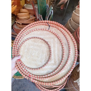 Mẹt tre thủ công ONGTRE 15cm- 20cm-60cm, viền đỏ và viền mây phục vụ nhà hàng, trang trí