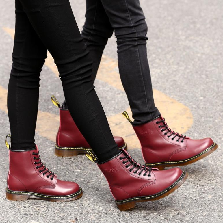 Giày bốt kiểu cao bồi Dr. Martens1460 màu trắng thời trang phong cách retro dành cho nam và nữ -