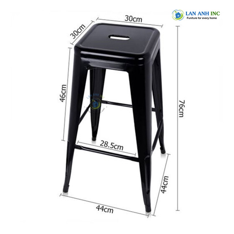 Ghế quẩy bar, ghế đôn sắt tolix không tựa nhập khẩu siêu bền LA-GB07