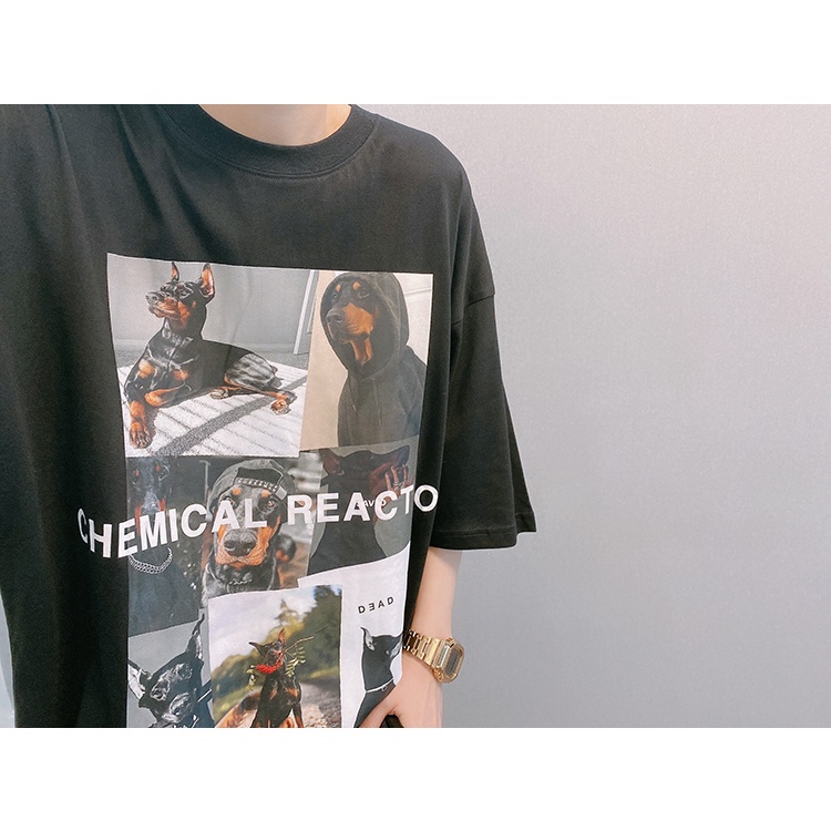 Áo phông Unisex nam nữ Dog Chamical form rộng đẹp- Áo thun tay lỡ kiểu hàn quốc vải cotton HARI in hoạ tiết