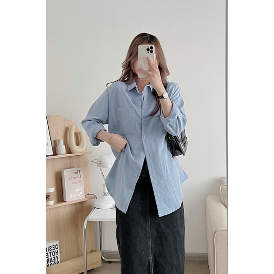 Áo Sơ Mi Đũi Nữ Dài Tay from Rộng Ulzzang , Áo Sơ Mi Dài Tay Basic Thời Trang Công Sơ Học Sinh Dumi Clothing
