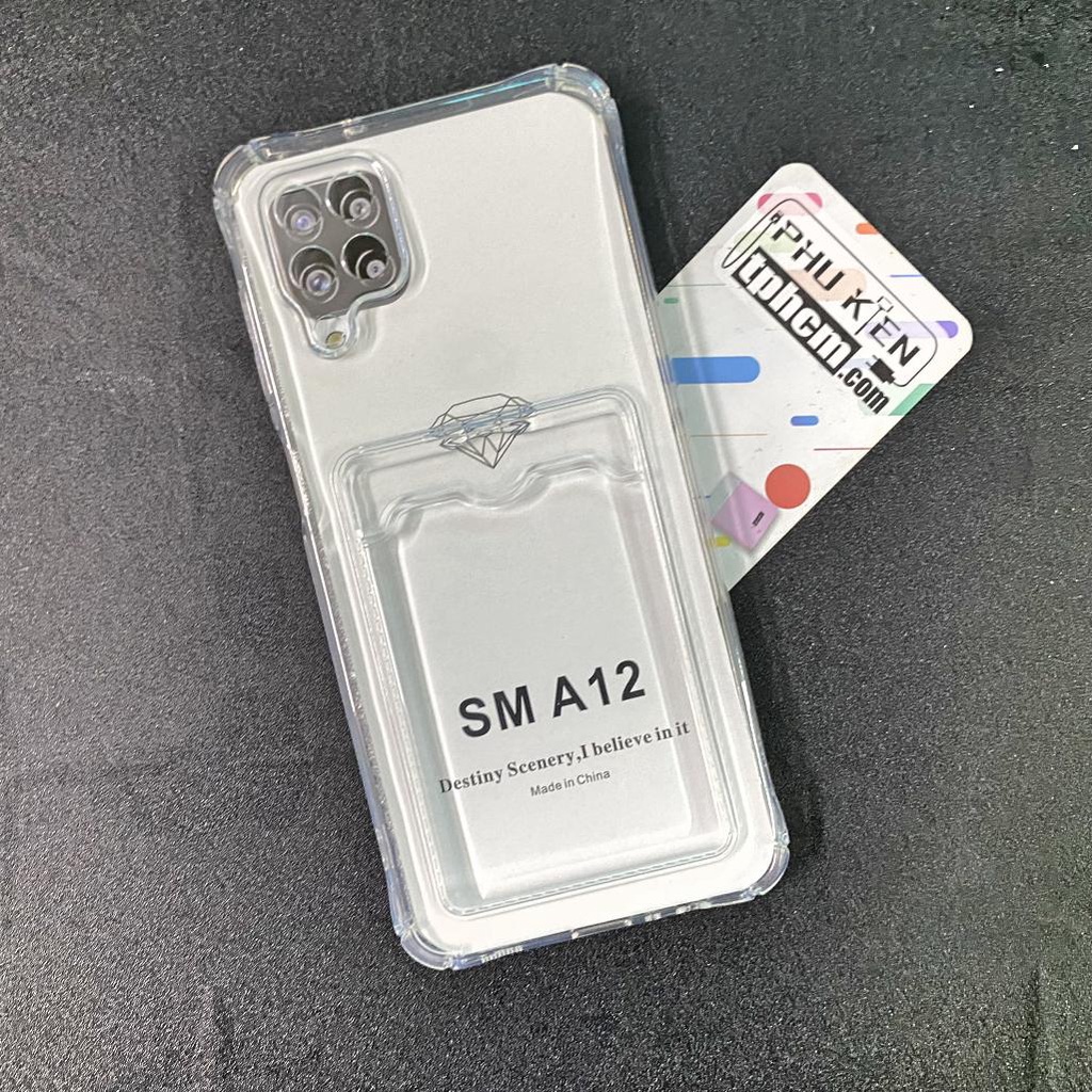 Ốp Lưng Samsung A12 Dẻo Trong Suốt Có Khe Đựng Thẻ