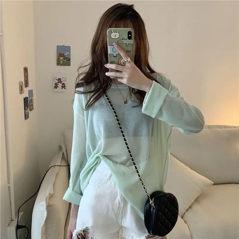 Áo Thun Dài Tay Dáng Rộng Vải Mỏng Chống Nắng Thời Trang Mùa Hè Dành Cho Nữ 2022 | BigBuy360 - bigbuy360.vn