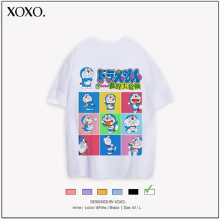 Áo thun tay lỡ form rộng dáng unisex  XOXO phong cách Nelly Ulzzang in hình Doremon