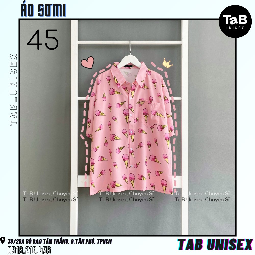 Áo Sơ mi unisex họa tiết form rộng V2  - TAB UNISEX