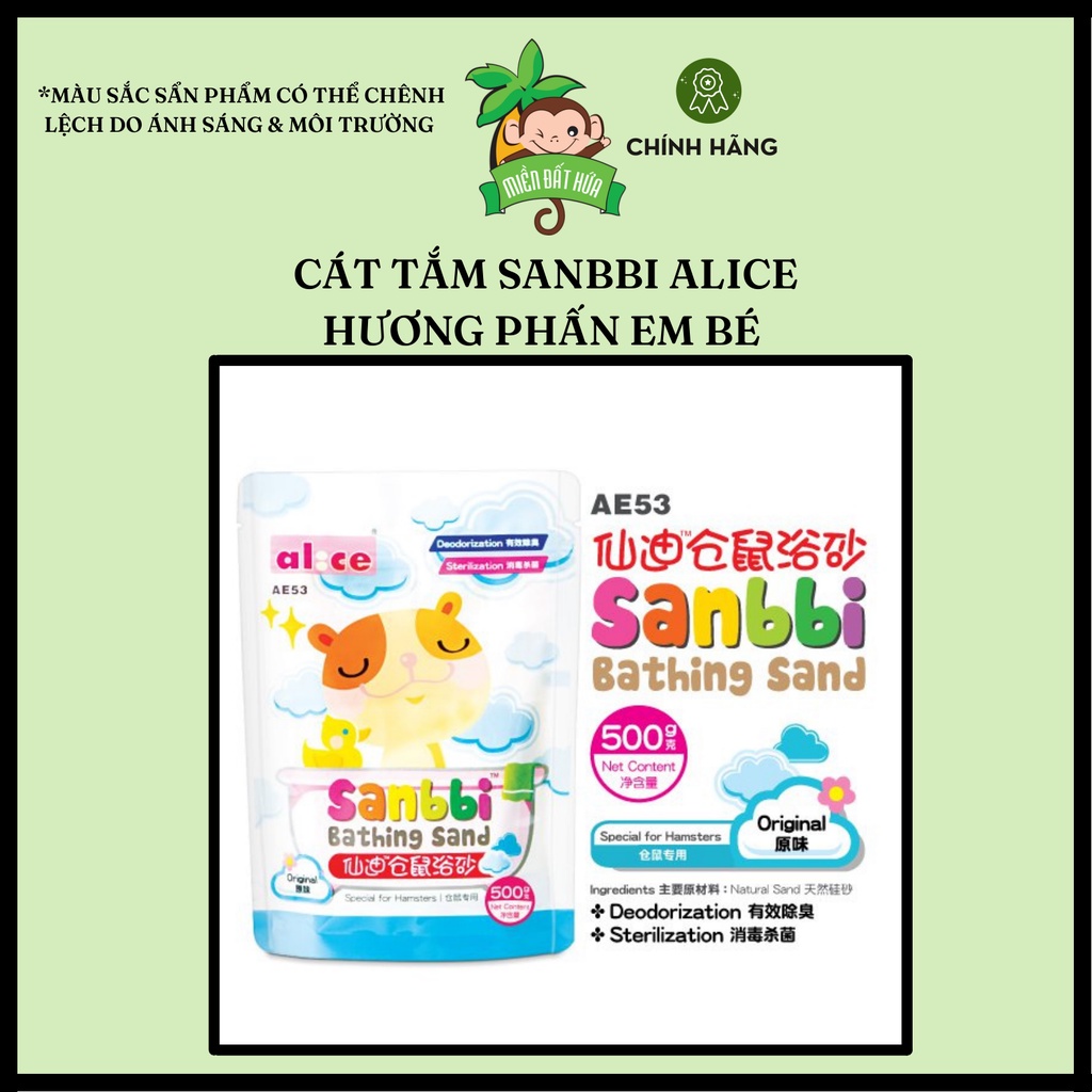 Vệ sinh hamster - Cát tắm Sanbbi 3 mùi hương chanh, phấn em bé, táo chính hãng Alice 500 gram, 1kg dành cho hamster