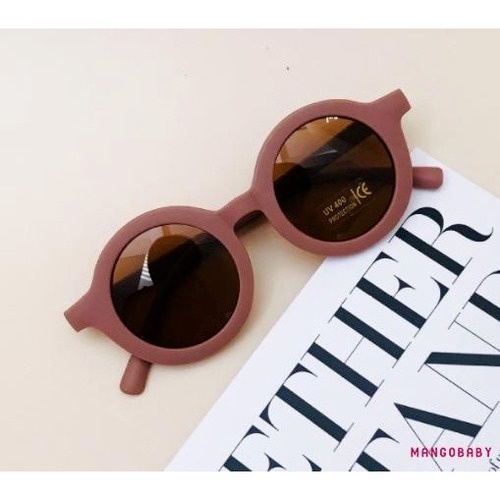 Kính râm tròn chống tia cực tím màu đen cổ điển cho trẻ em