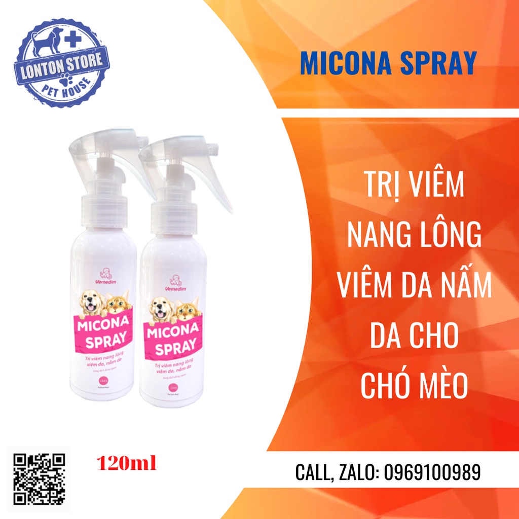 VEMEDIM Micona Spray - Dung dịch xịt giúp hết viêm nang lông, viêm da, nấm da, xà mâu