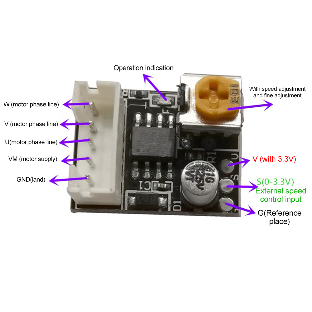 Bảng Mạch Điều Khiển Động Cơ Không Chổi Than Dc3.8-15V 10w Bldc 3 Phase Dc