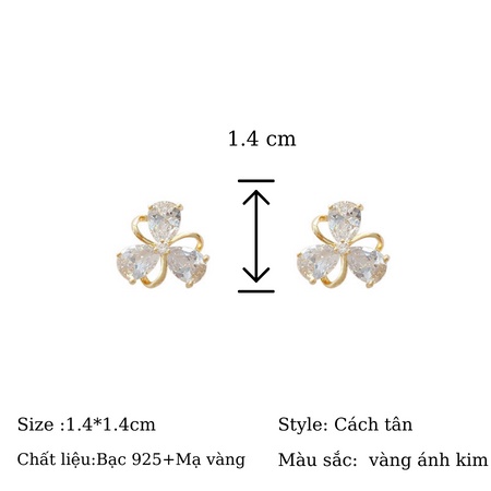 Khuyên tai chuôi bạc 925 dáng hoa ba cánh T015