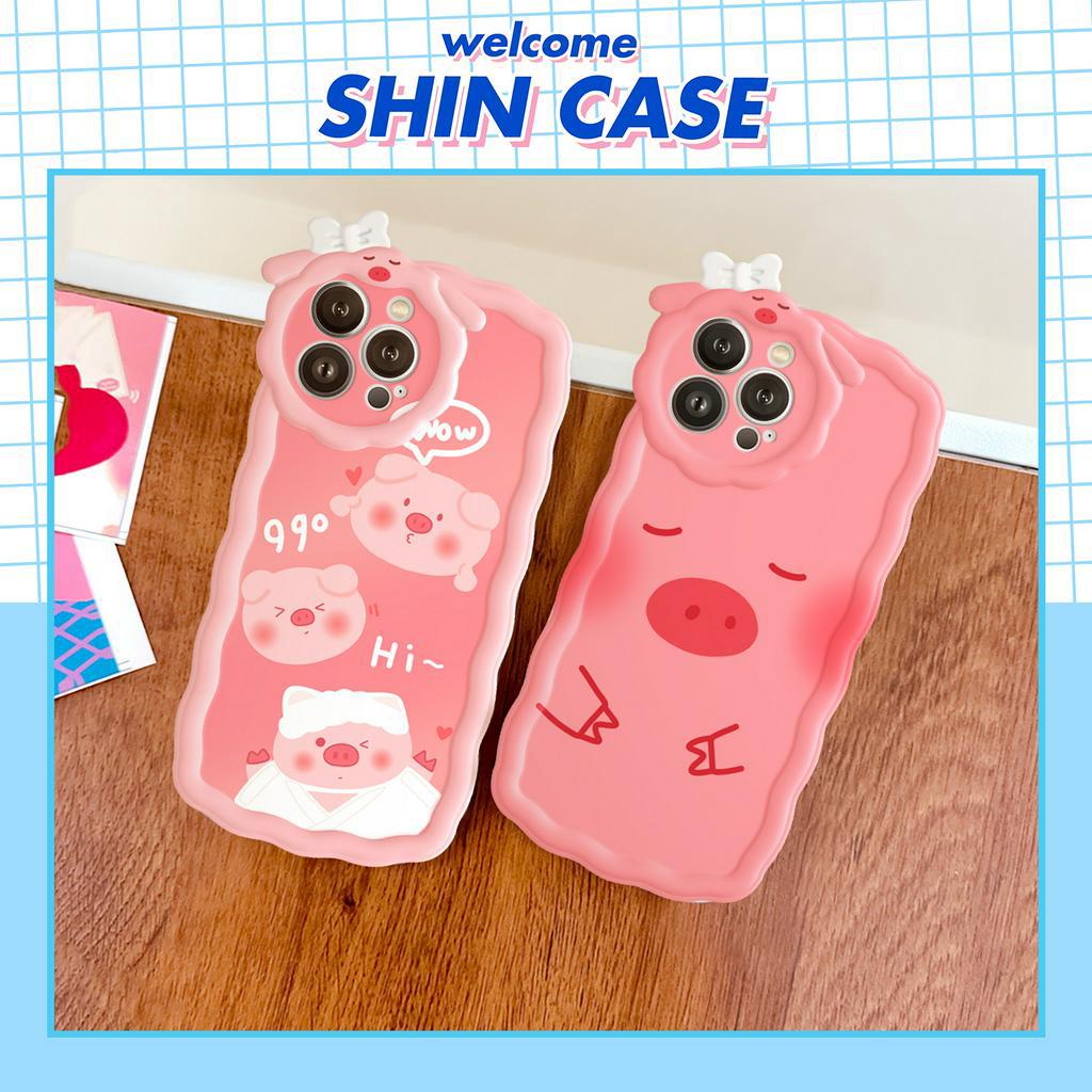 Ốp lưng iphone nơ lượn sóng Lợn hồng 6/6plus/6s/6splus/7/7plus/8/8plus/x/xs/11/12/13/14/pro/max/promax/plus/shin/case