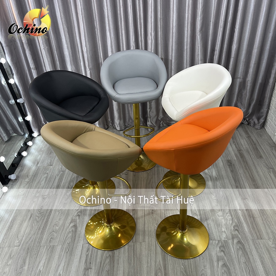 Ghế Quầy Lễ Tân, Ghế Quầy Bar Mẫu Nỉ Da Liền Tay Chân Vàng K1 Tĩnh Điện Điều Chỉnh Độ Cao 60/80 Và Xoay 360 Độ