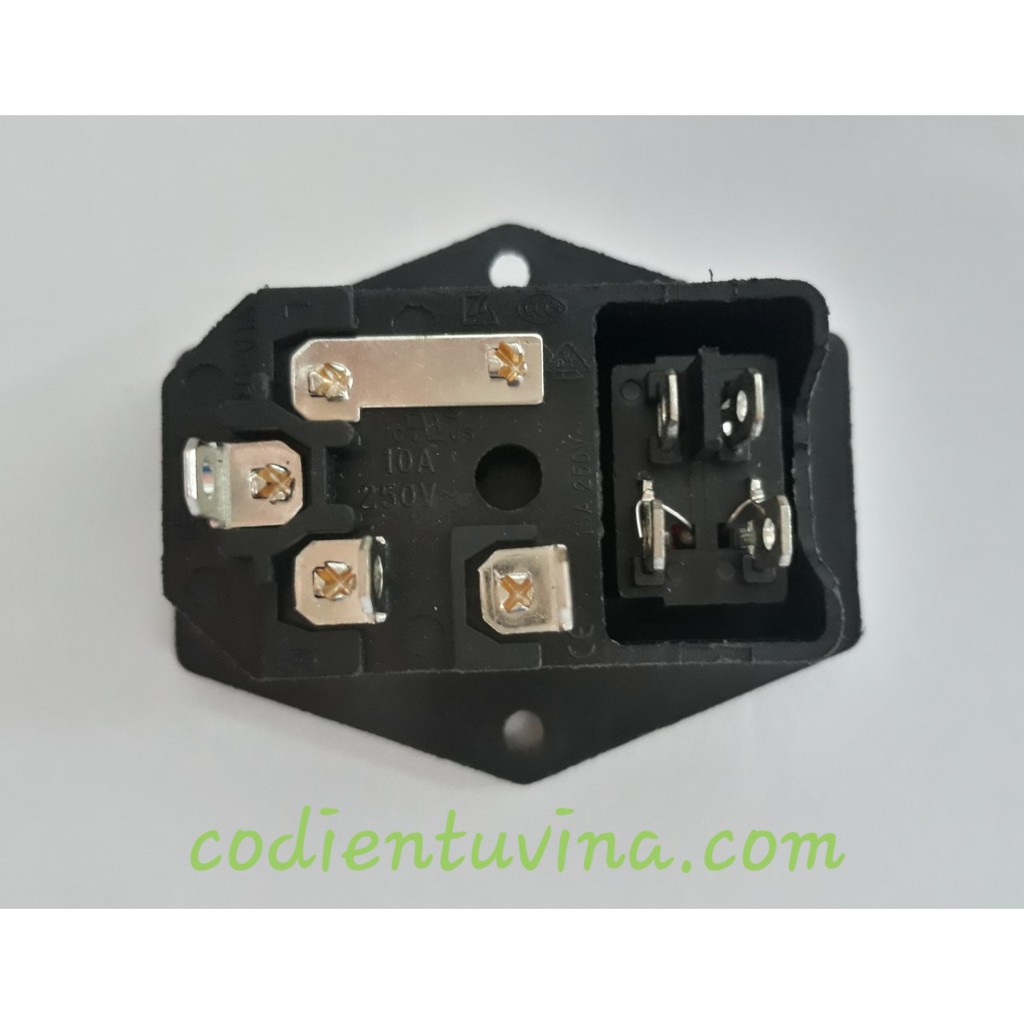 AC-01A Đầu Nối Nguồn AC 15A Có Công Tắc Và Cầu Chì