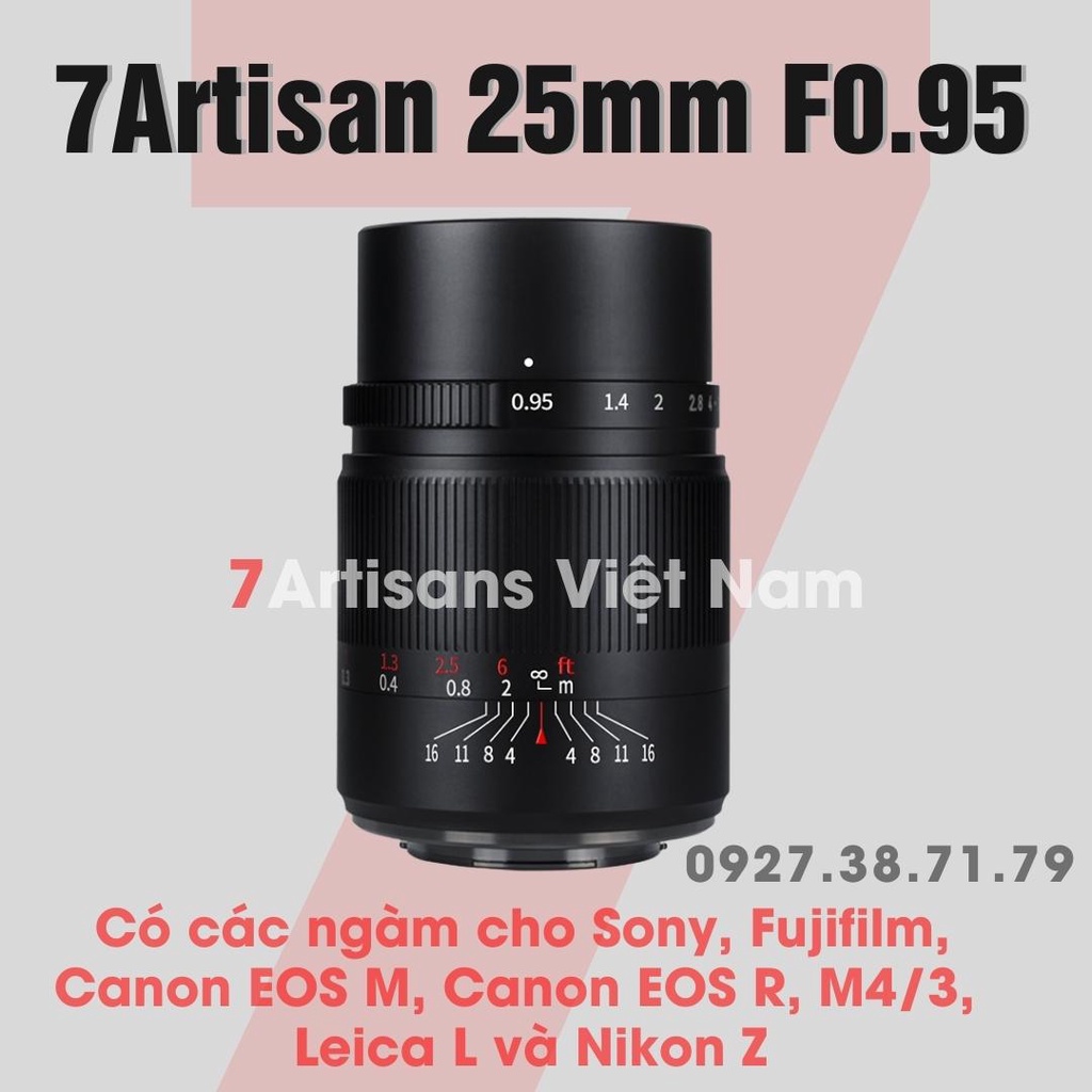 (CÓ SẴN) Ống kính 7Artisans 25mm F0.95 cho APS-C Fujifilm - Sony - Canon EOS M, Nikon Z và M4 3 thumbnail