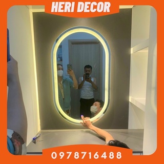 Gương đèn led phun cát trang điểm tặng cảm ứng