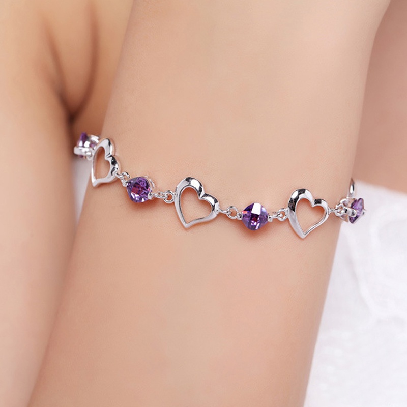 Lắc Tay Mạ Bạc 925 Dây Trái Tim Dễ Thương Cho Nữ