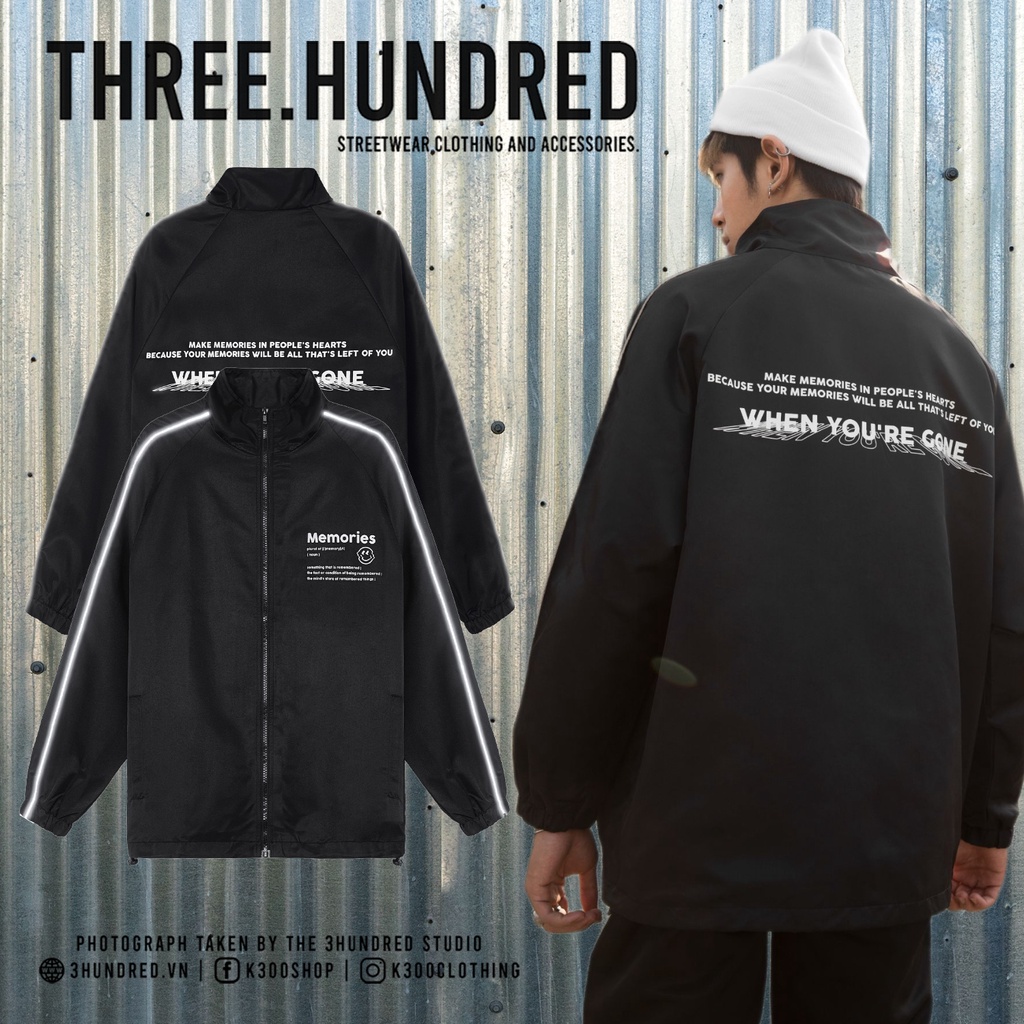 Áo Khoác Jacket Memories Form Thoải mái Unisex Chất Liệu Polyester Vải Dù Màu Đen