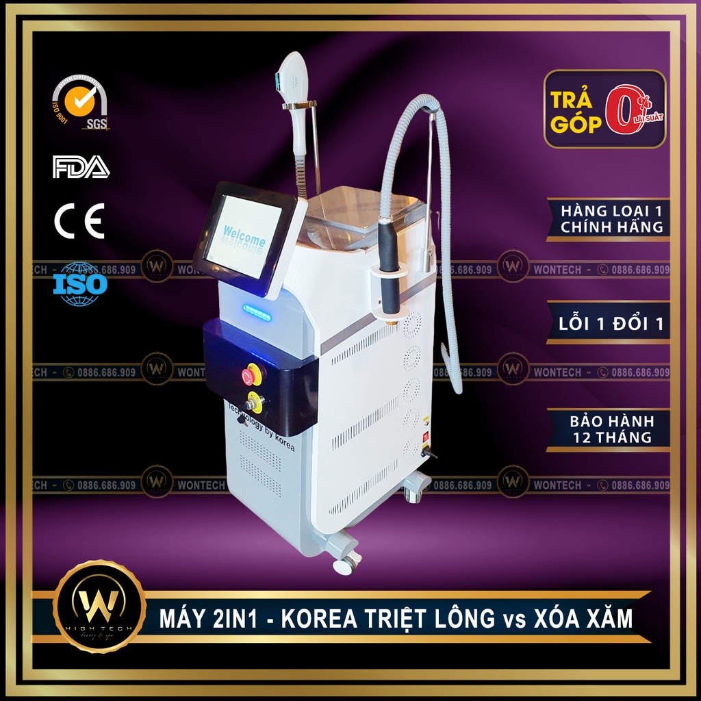 [LỖI 1 ĐỔI 1 - BẢO HÀNH 12 THÁNG tại SPA] Máy 2in1 KOREA BEAUTY - Laser + Triệt Lông