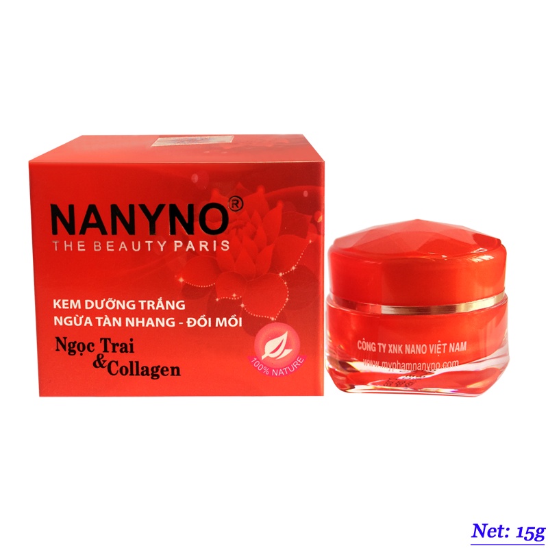 Kem dưỡng trắng, Ngừa tàn nhang, Đồi mồi dưỡng chất Ngọc trai và Collagen NANYNO (15g)