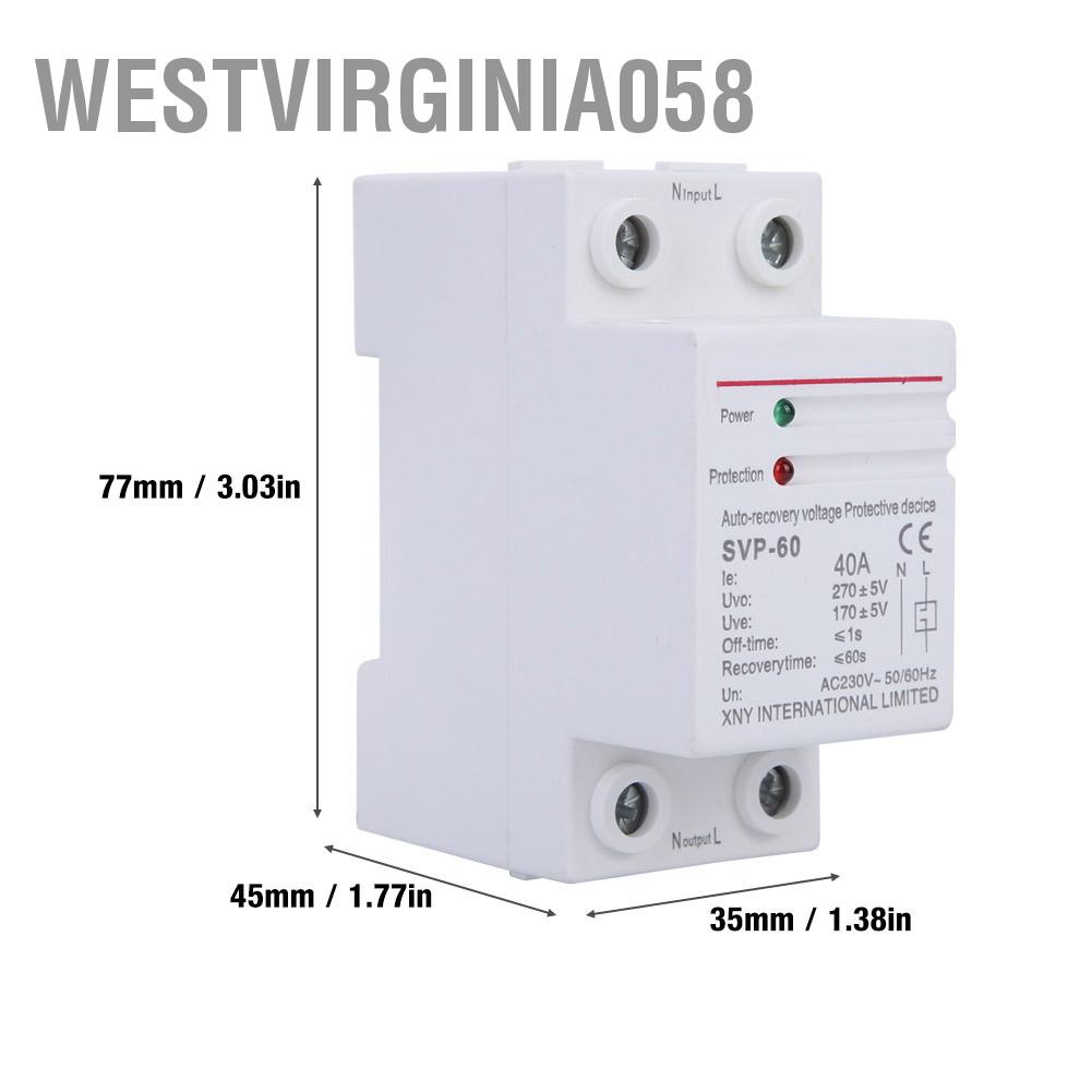 Westvirginia058 Thiết bị bảo vệ quá áp &amp; phục hồi tự động 230V 40A Bộ gắn trên đường ray DIN